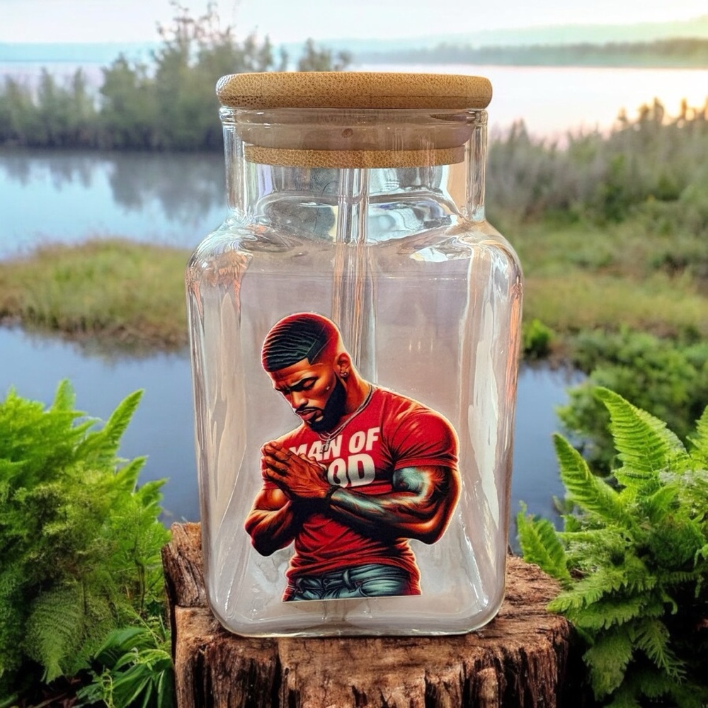 Glass Jar with Inspirational Design